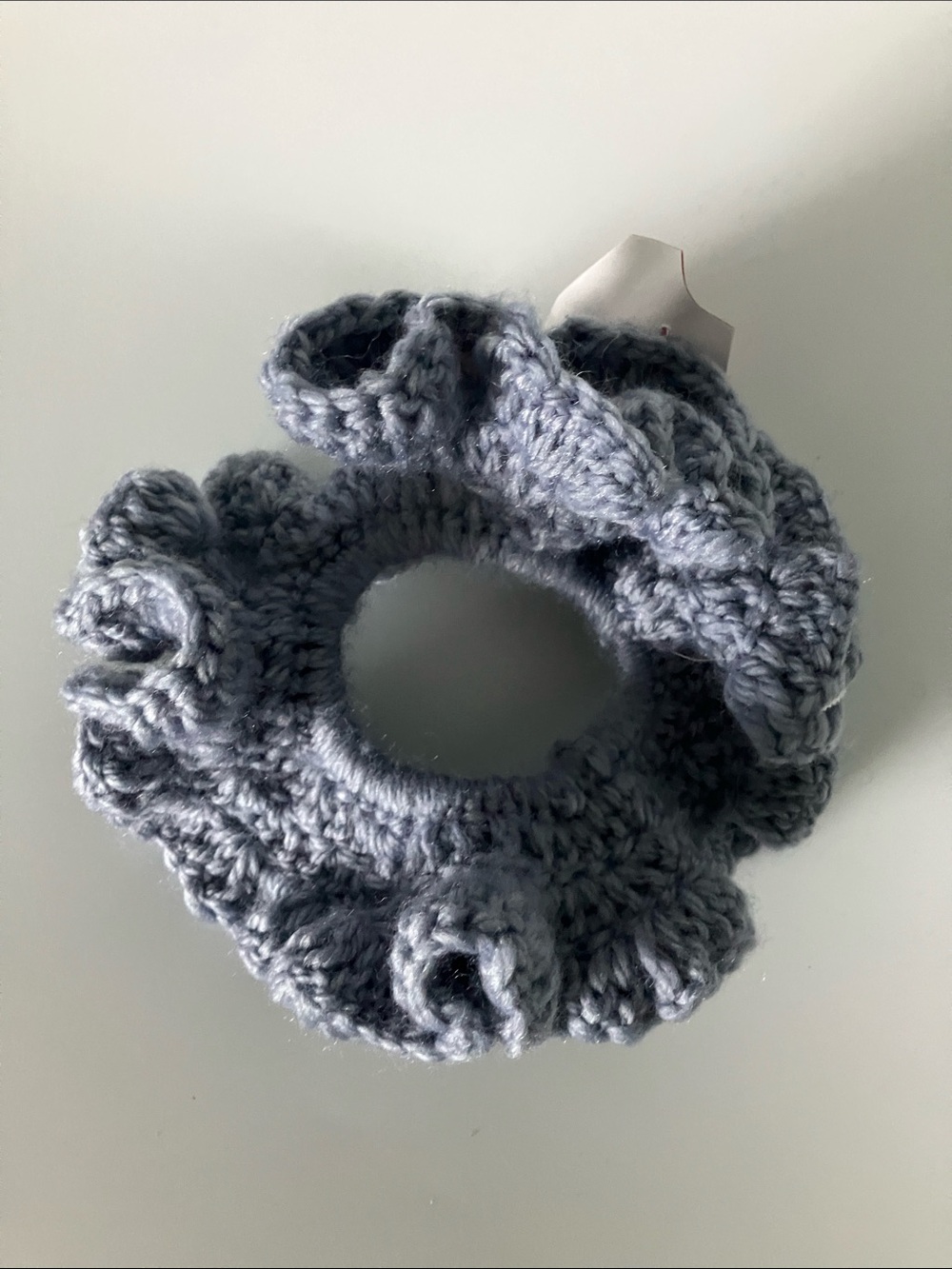 Blue Handmade Crochet Ruffle Hair Scrunchie - Picture 3 of 3